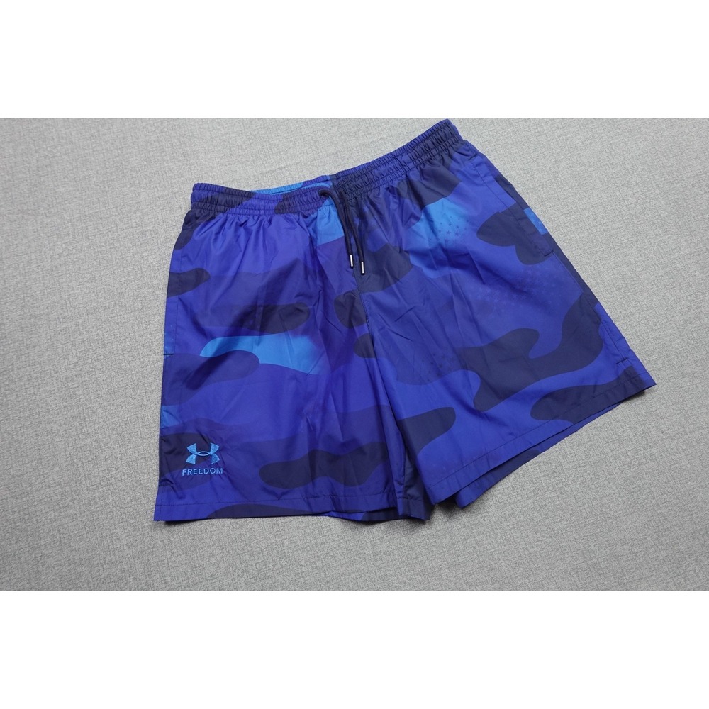 Under Armour Freedom Volley Shorts Mens Large Blue Camo Swim Trunks USA NWT